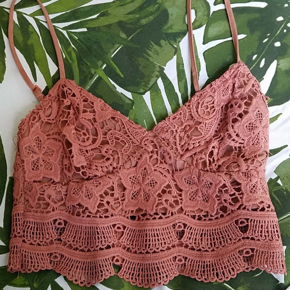 SOLD kendall & kylie pink mauve lace crop - Picture 1 of 3